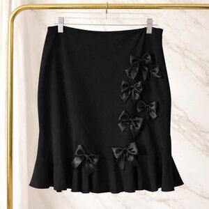 Sunny Leigh Black Bow Detail Flounce Hem Skirt Size 10